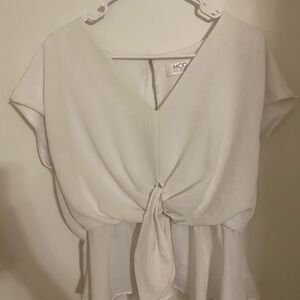 White Tie-Front Blouse